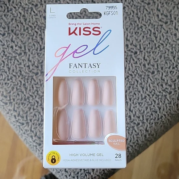 KISS Fantasy Gel Nude Matte Long Sculpted Press-On 💅 79955 KGFS01 - Picture 2 of 7